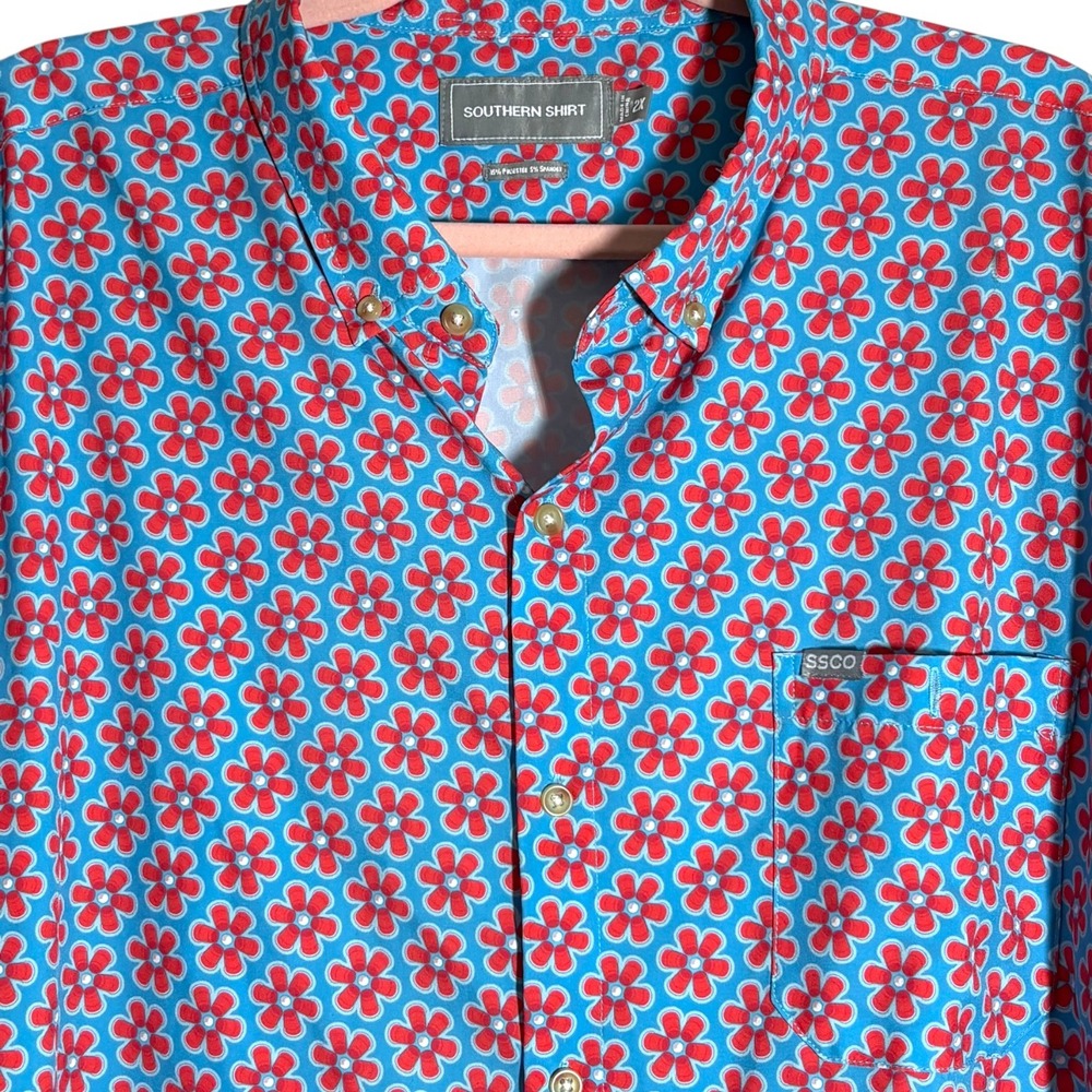 SSCO Flower Pong Baja Golf Shirt Polo Mens 2X NWOT Southern Shirt Co - Picture 3 of 10